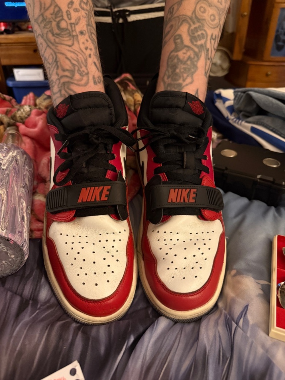 Jordan Athletic Shoes Red and White High-Top